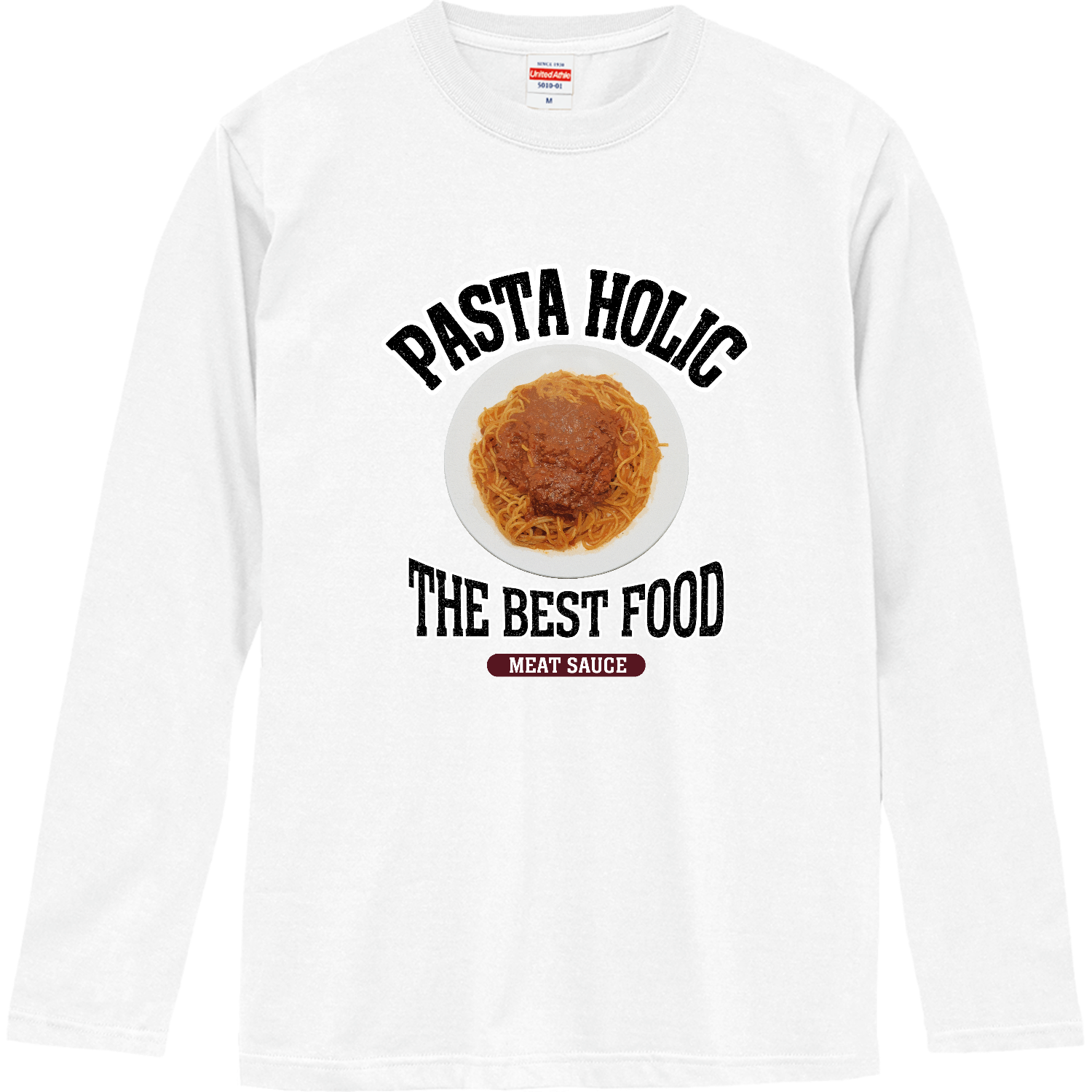 ミートソースパスタ（ビンテージ風） ロングスリーブTシャツ