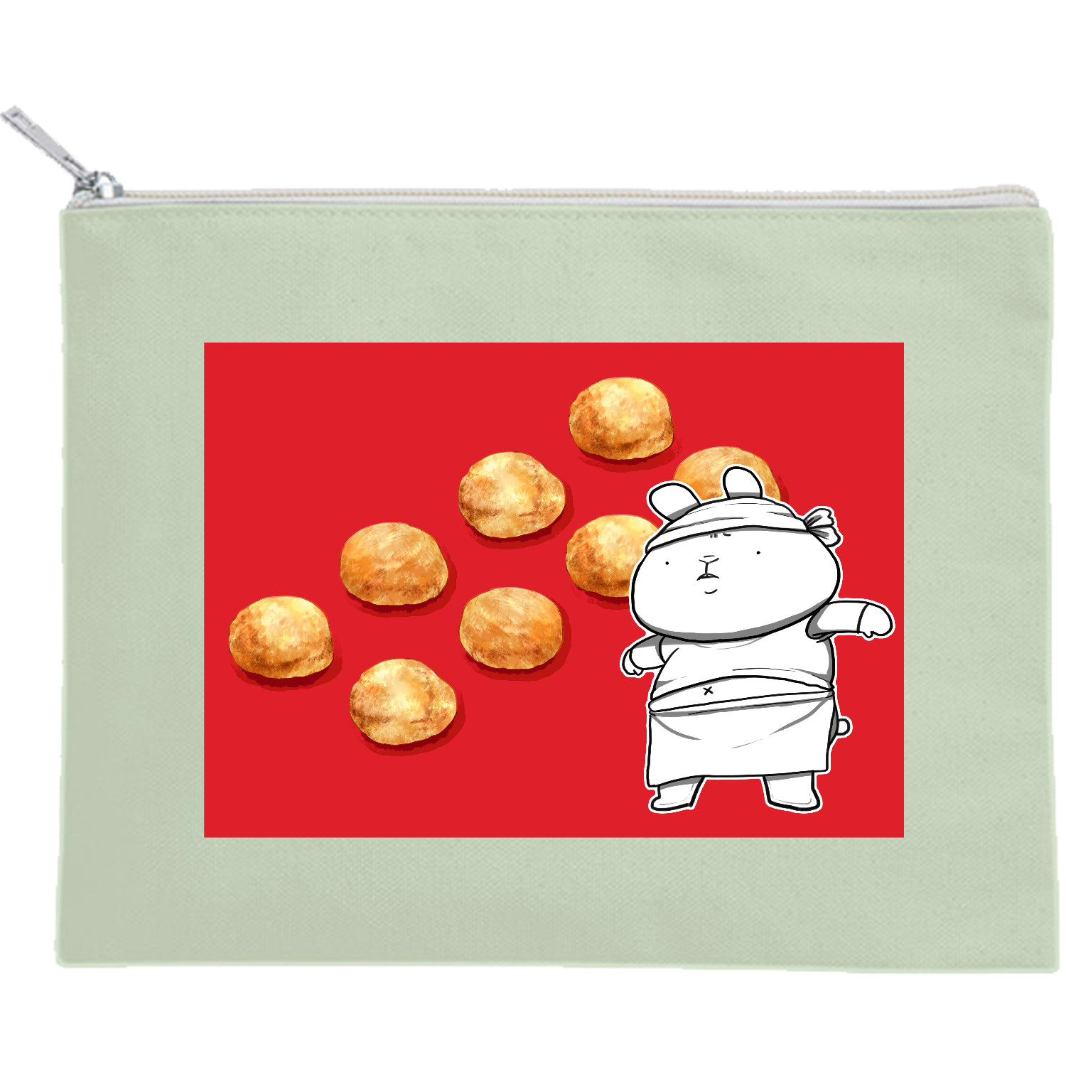 あかしやきうさぎ キャンバスフラットポーチ（M）【白プリント有】