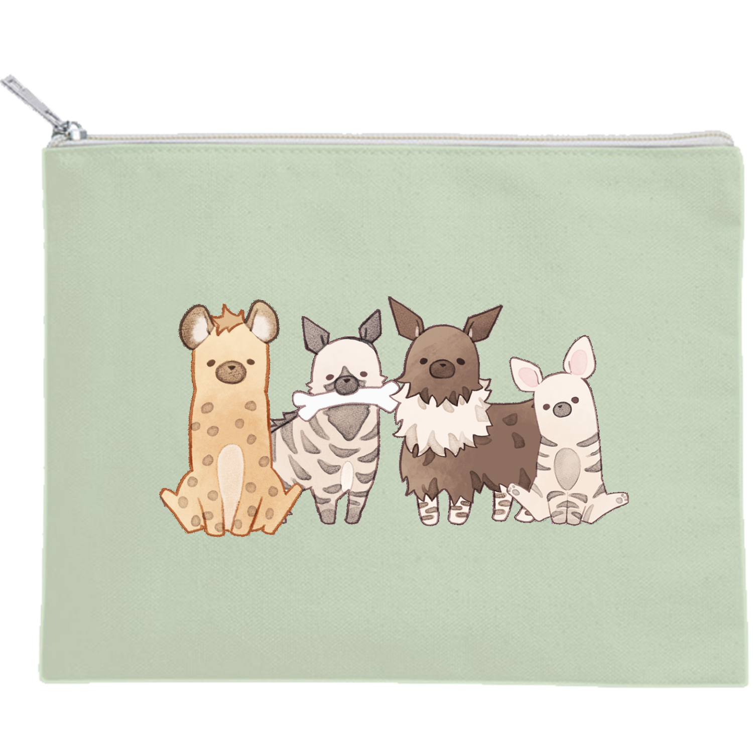 ハイエナーズ キャンバスフラットポーチ（M）【白プリント有】