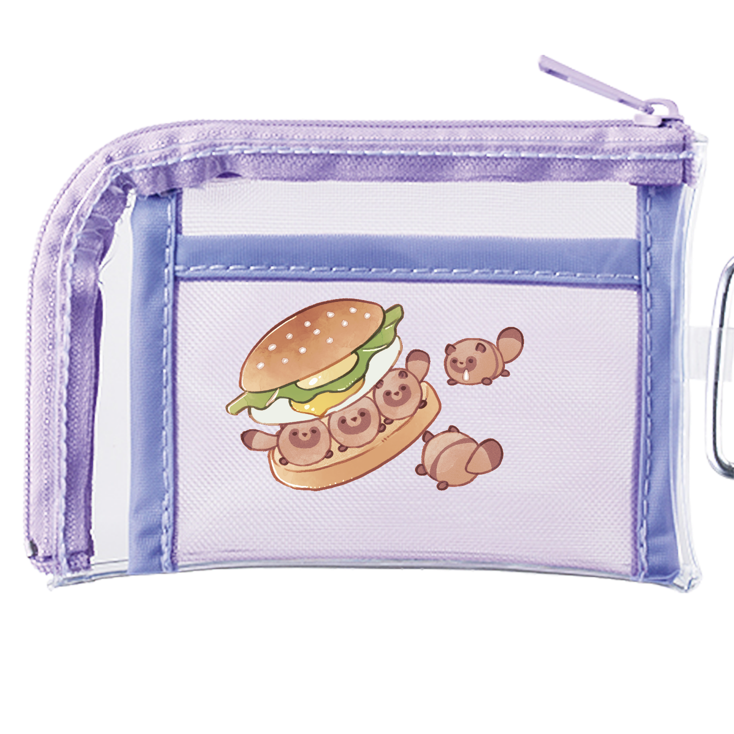 ハンバーガーたぬき メッシュポケットクリアミニポーチ