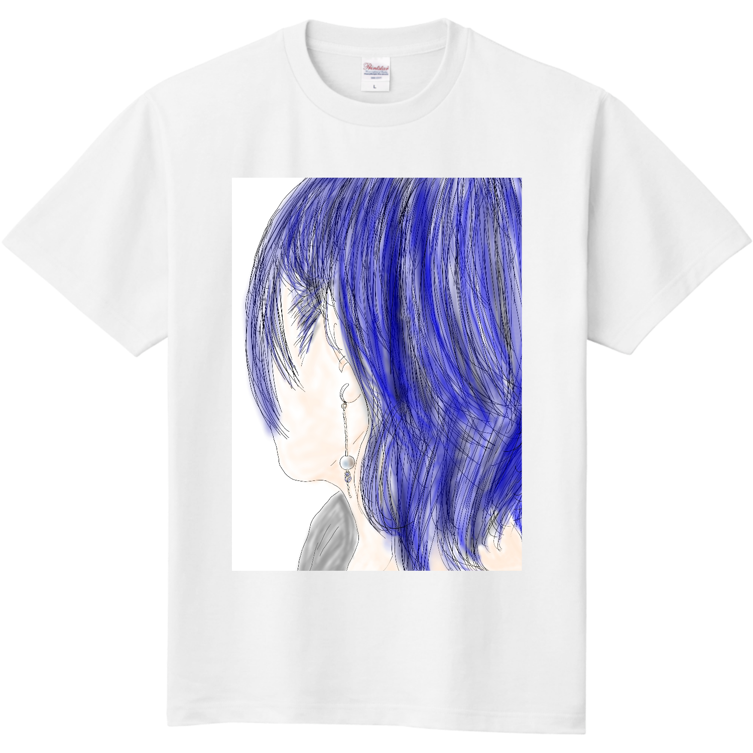 青髪ウルフカットの子 定番Ｔシャツ
