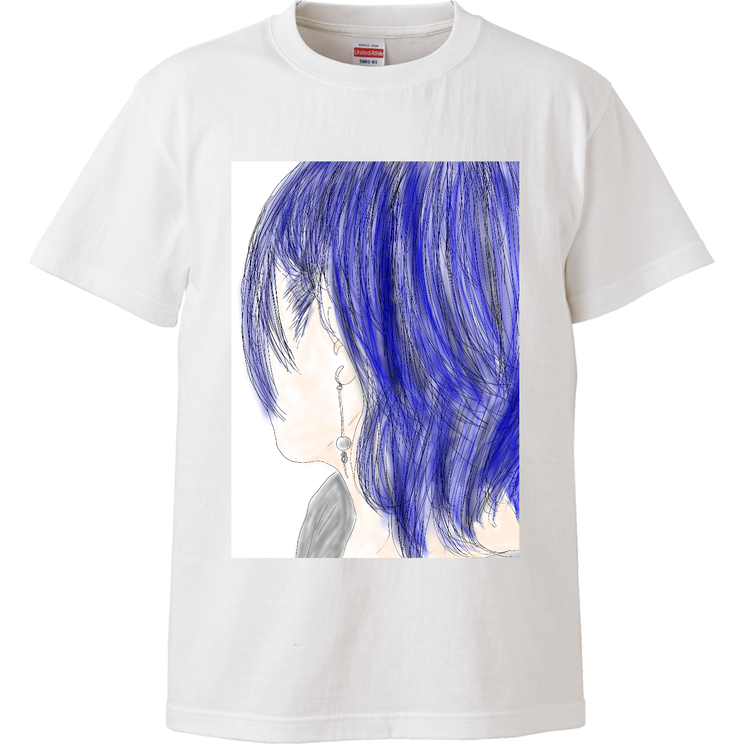 青髪ウルフカットの子 ハイクオリティーTシャツ