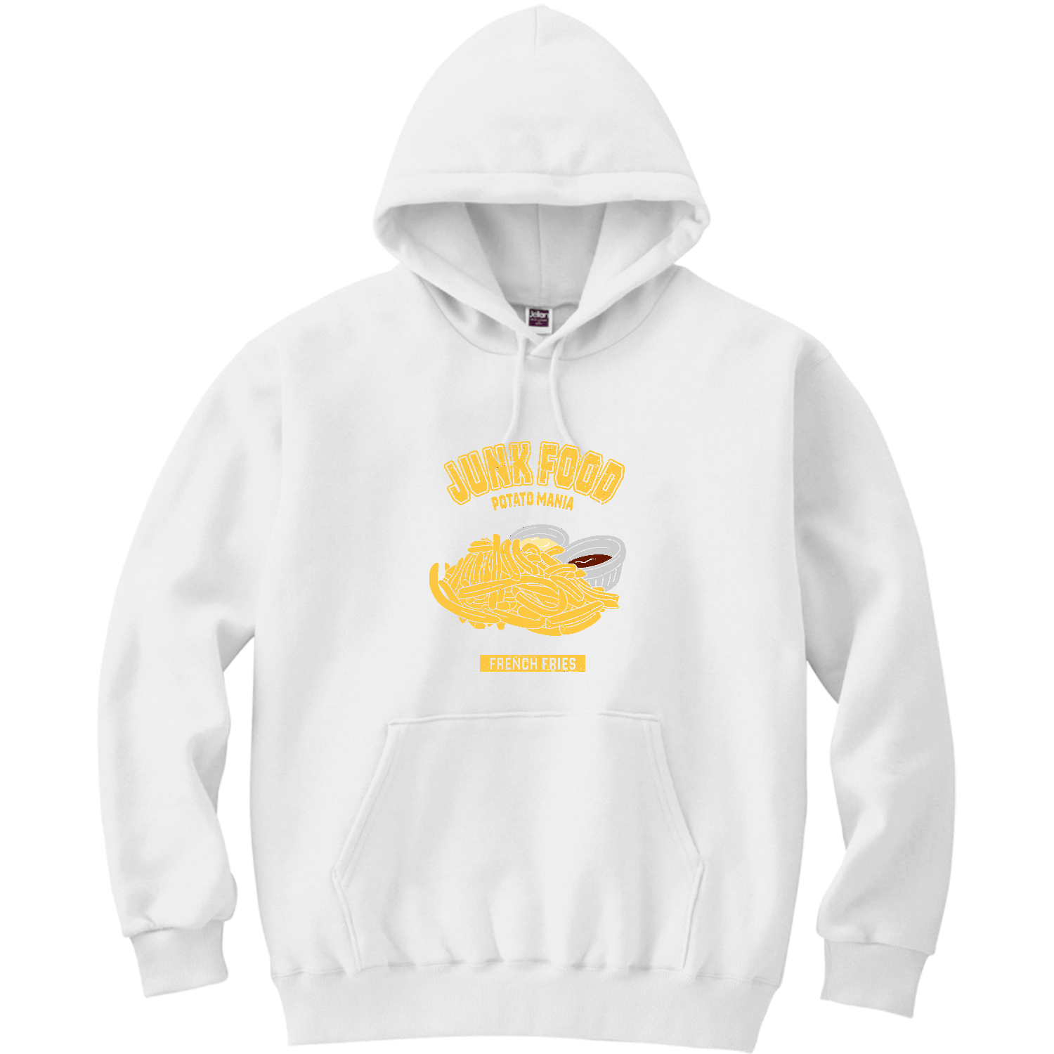 細細フライドポテト（カレッジ風イラスト） 軽量プルパーカー (長袖プリント)