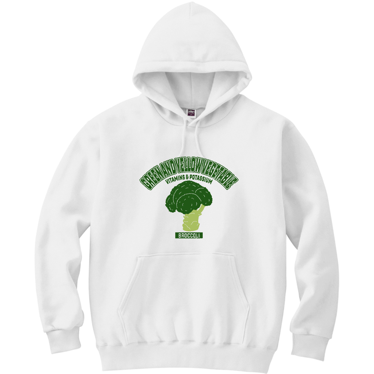 ブロッコリー（カレッジ風イラスト） 軽量プルパーカー (長袖プリント)