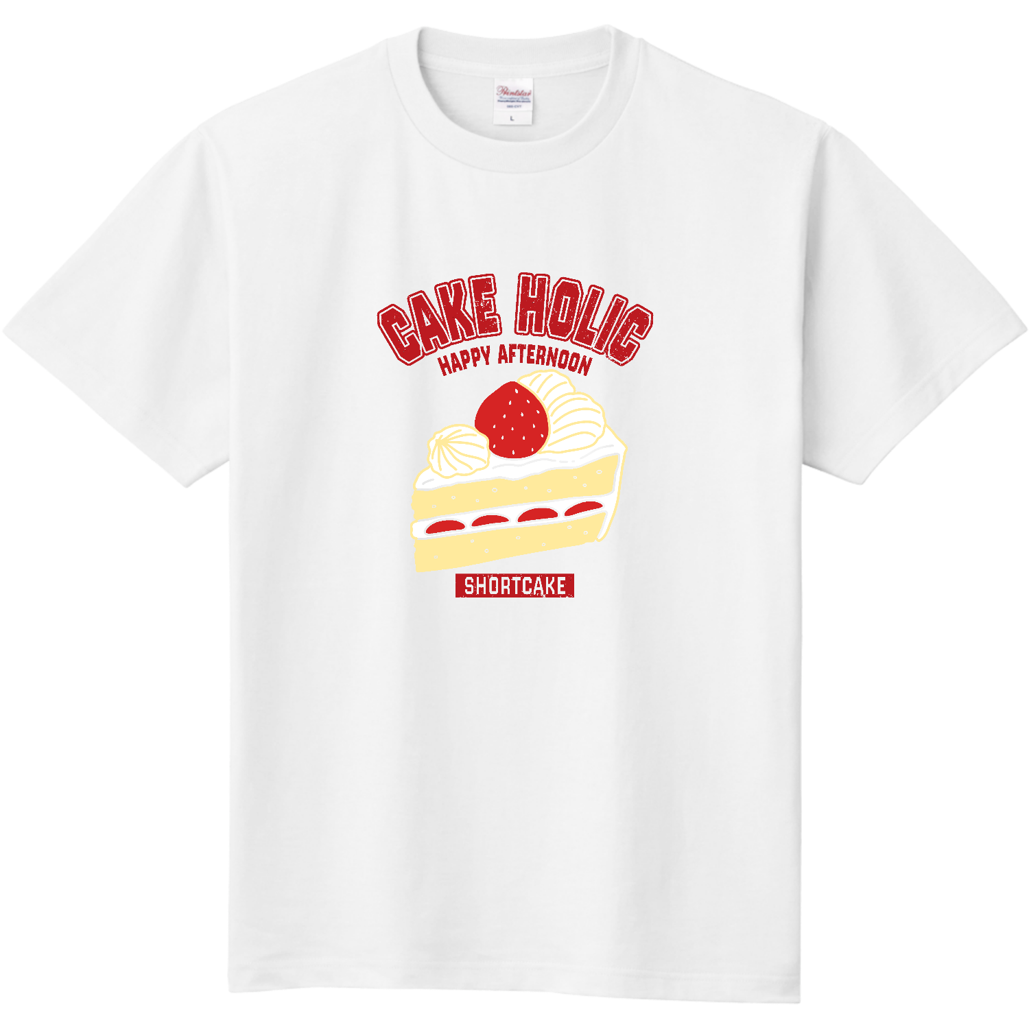 ショートケーキ（カレッジ風イラスト） 定番Ｔシャツ