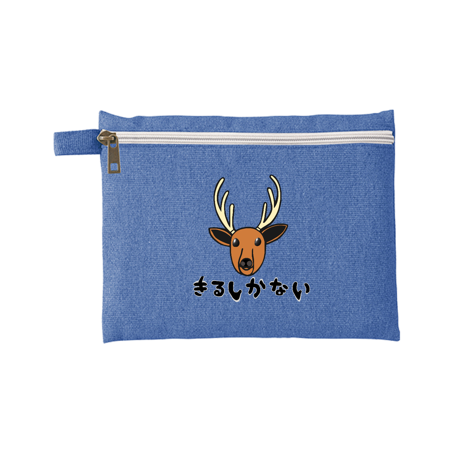 着るしかない鹿 シャンブリックキャンバスフラットポーチ（M）