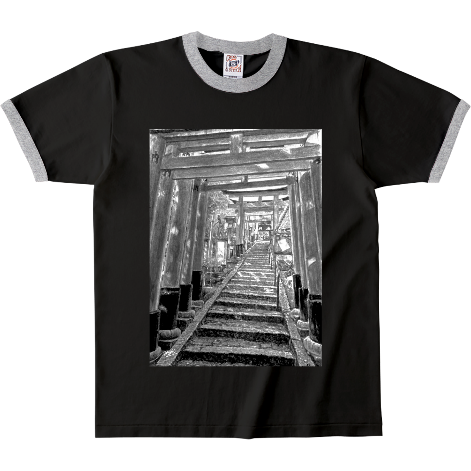 デザインリンガーTシャツ 鳥居オープンエンドマックスウェイト