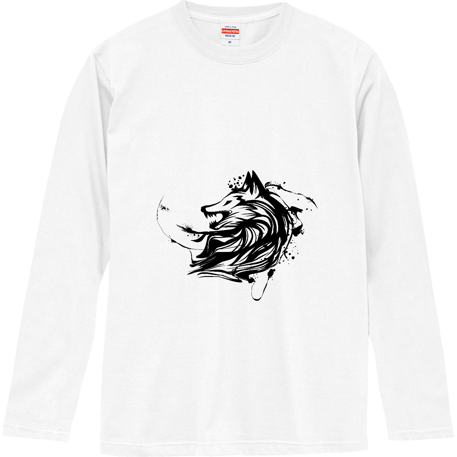 狼の墨絵 ロングスリーブTシャツ
