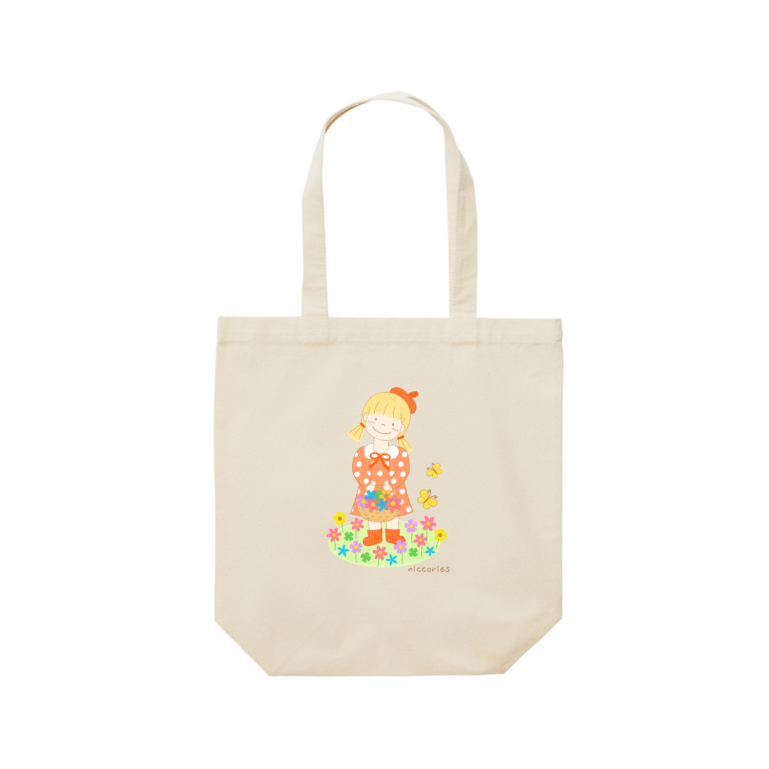 お散歩日和~Spring has come~ レギュラーキャンバストートバッグ(M) (フルカラー転写プリント)