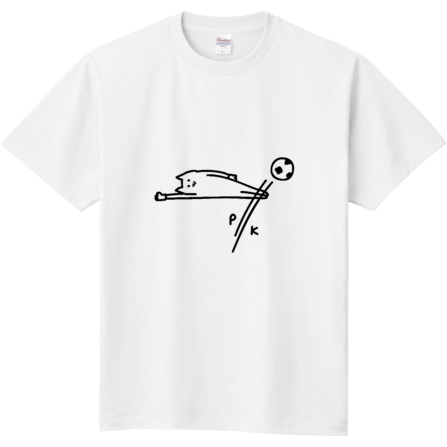 サッカー　ネコキーパーとPK 定番Ｔシャツ