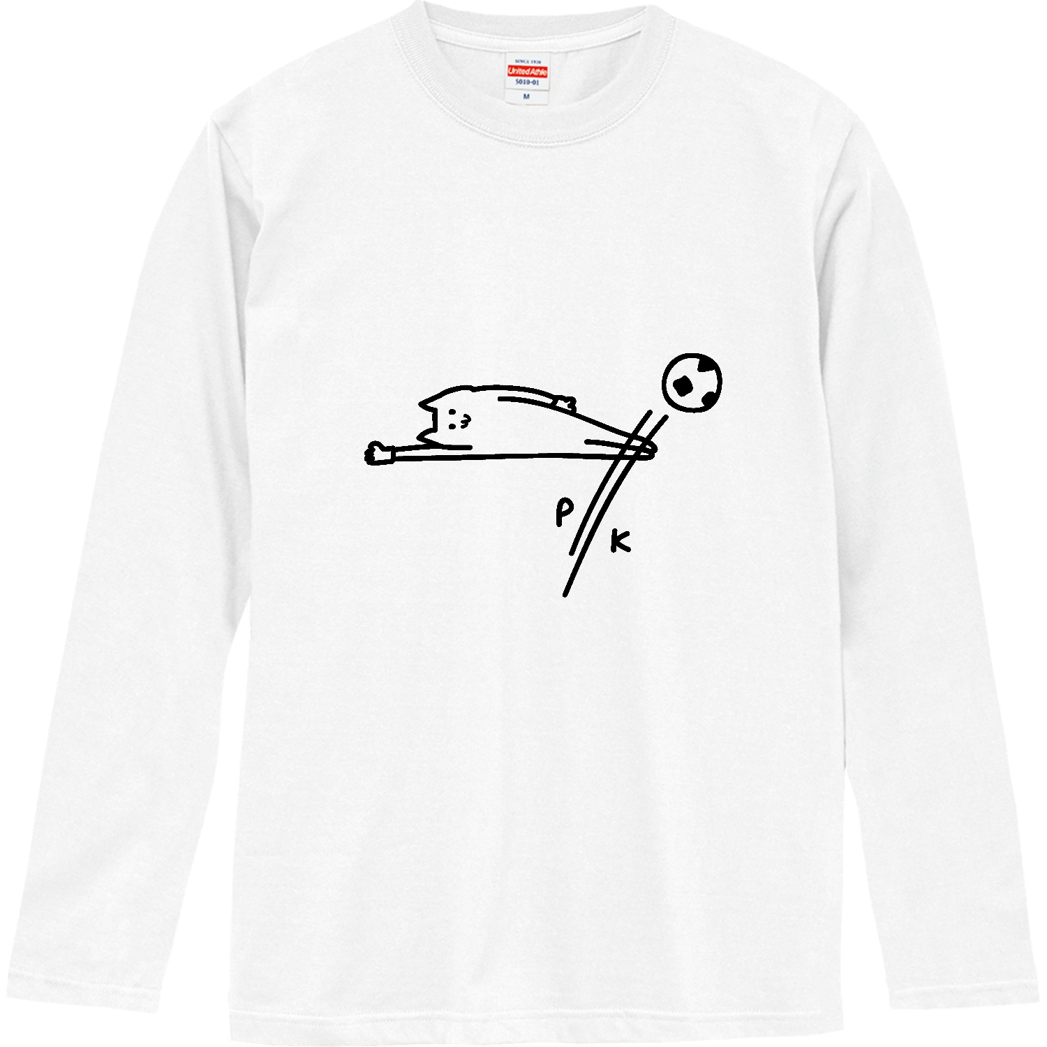 サッカー　ネコキーパーとPK ロングスリーブTシャツ