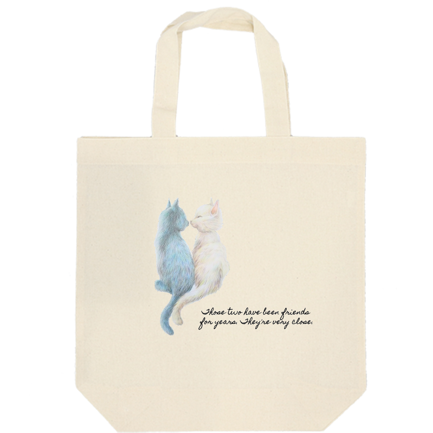 仲良し 猫･バッグ 厚手コットンマチ付トート(M)