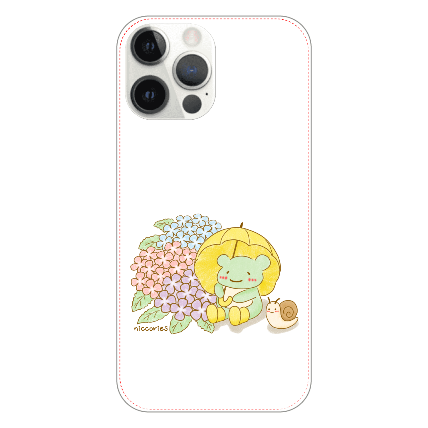 かえるさんの梅雨の楽しみ(iPhone12~16e)iPhone12 ProMax (白/黒)1