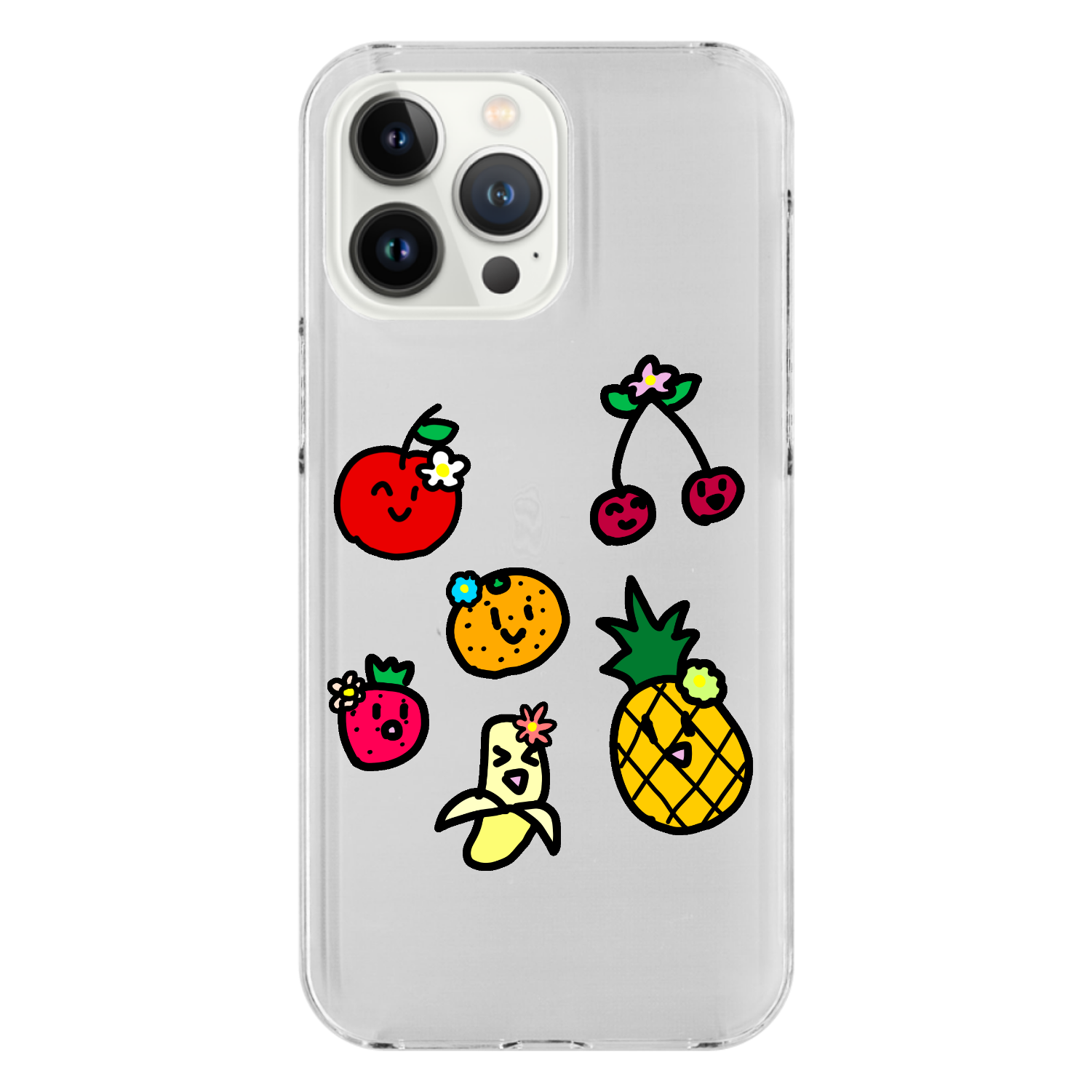 フルーツたちとお花 iPhone14 Pro Max (透明)