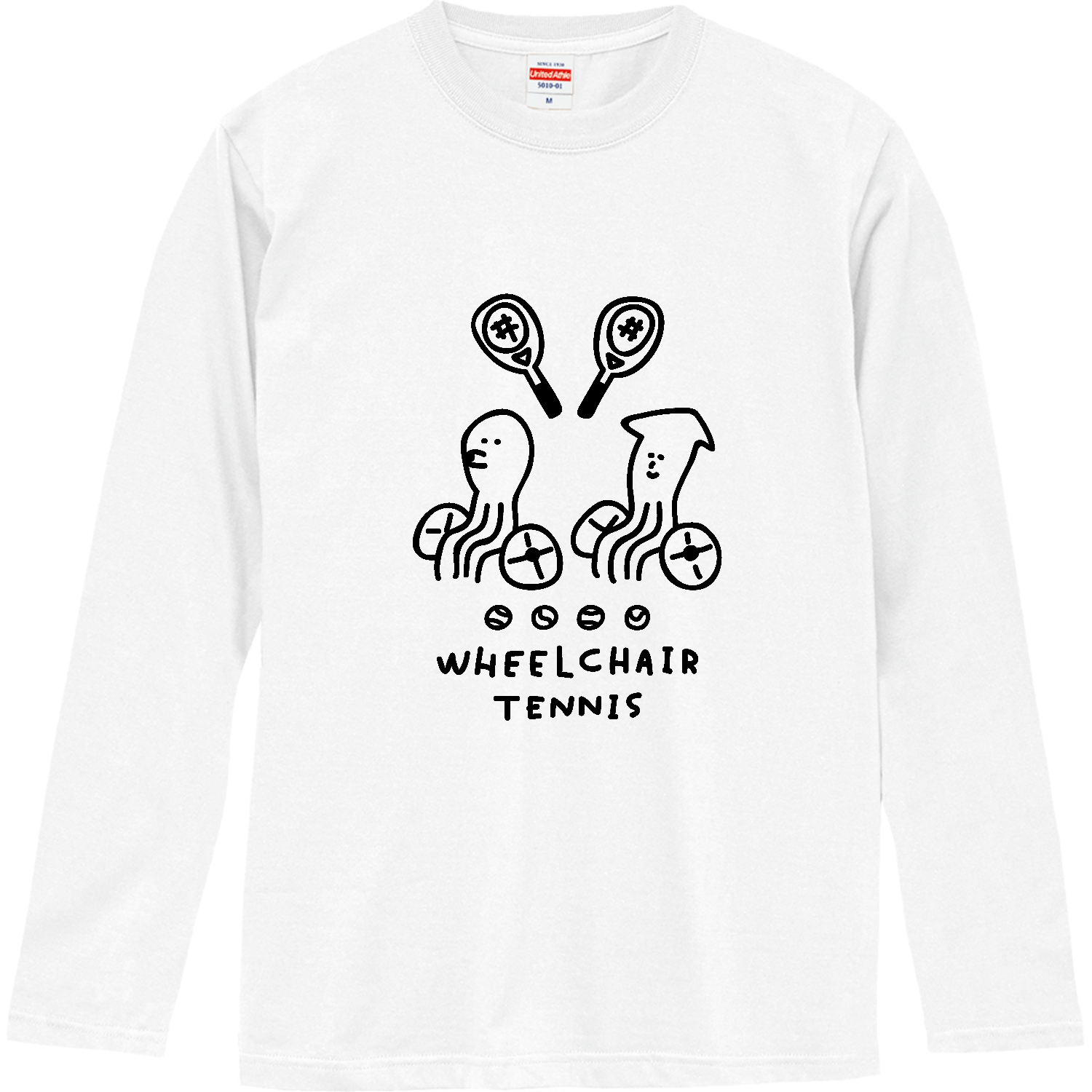 車いすテニス　タコとイカ ロングスリーブTシャツ