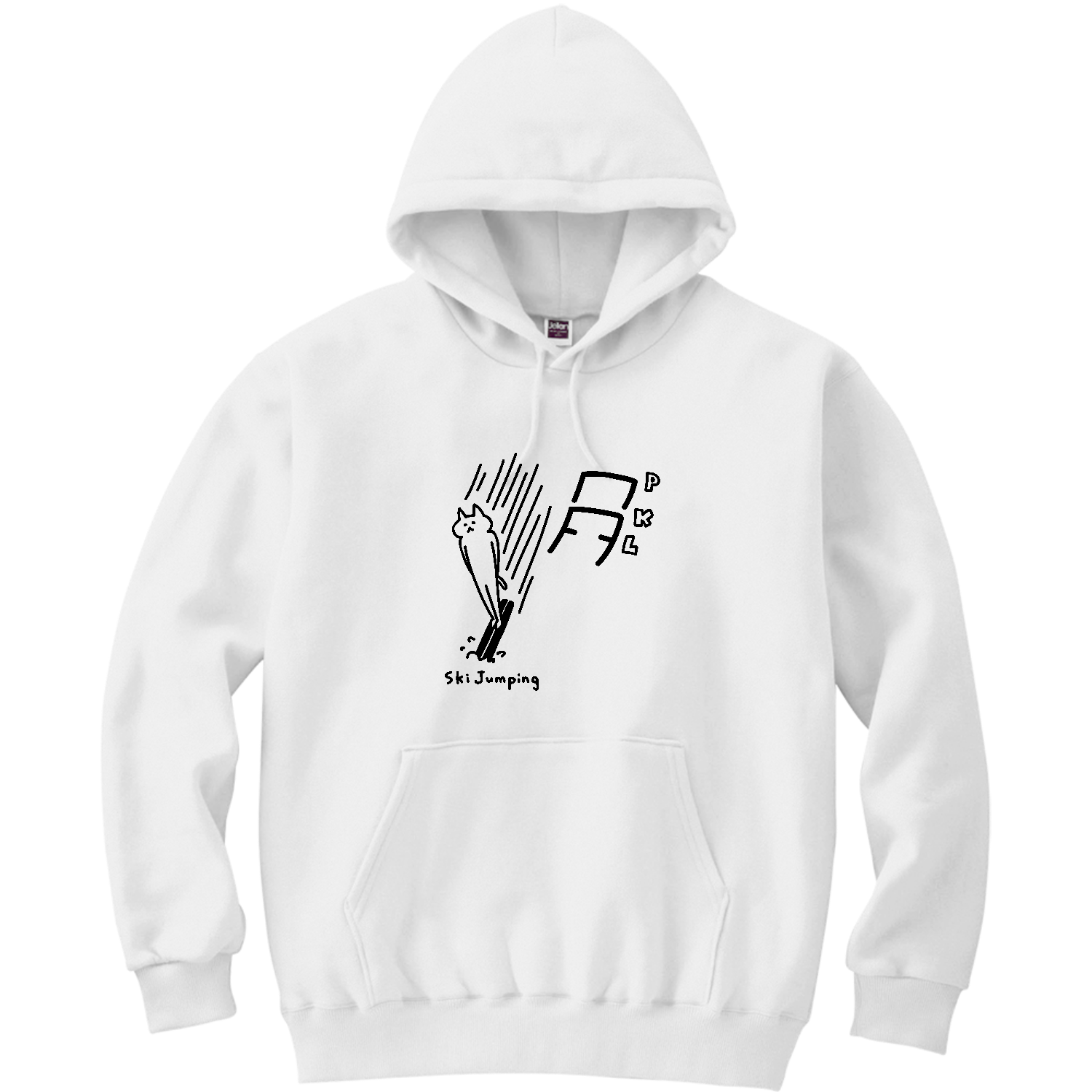 スキージャンプ　L点越えするネコ 軽量プルパーカー (長袖プリント)