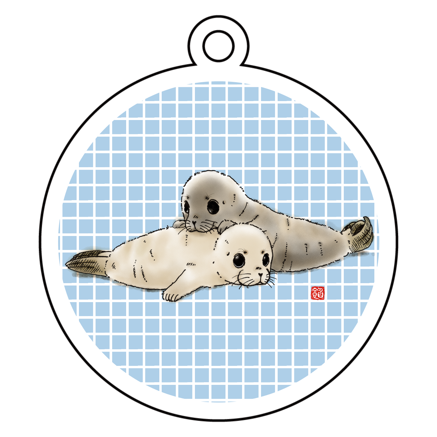 TWO PUPS アクリルキーホルダー　丸型 (6cm)