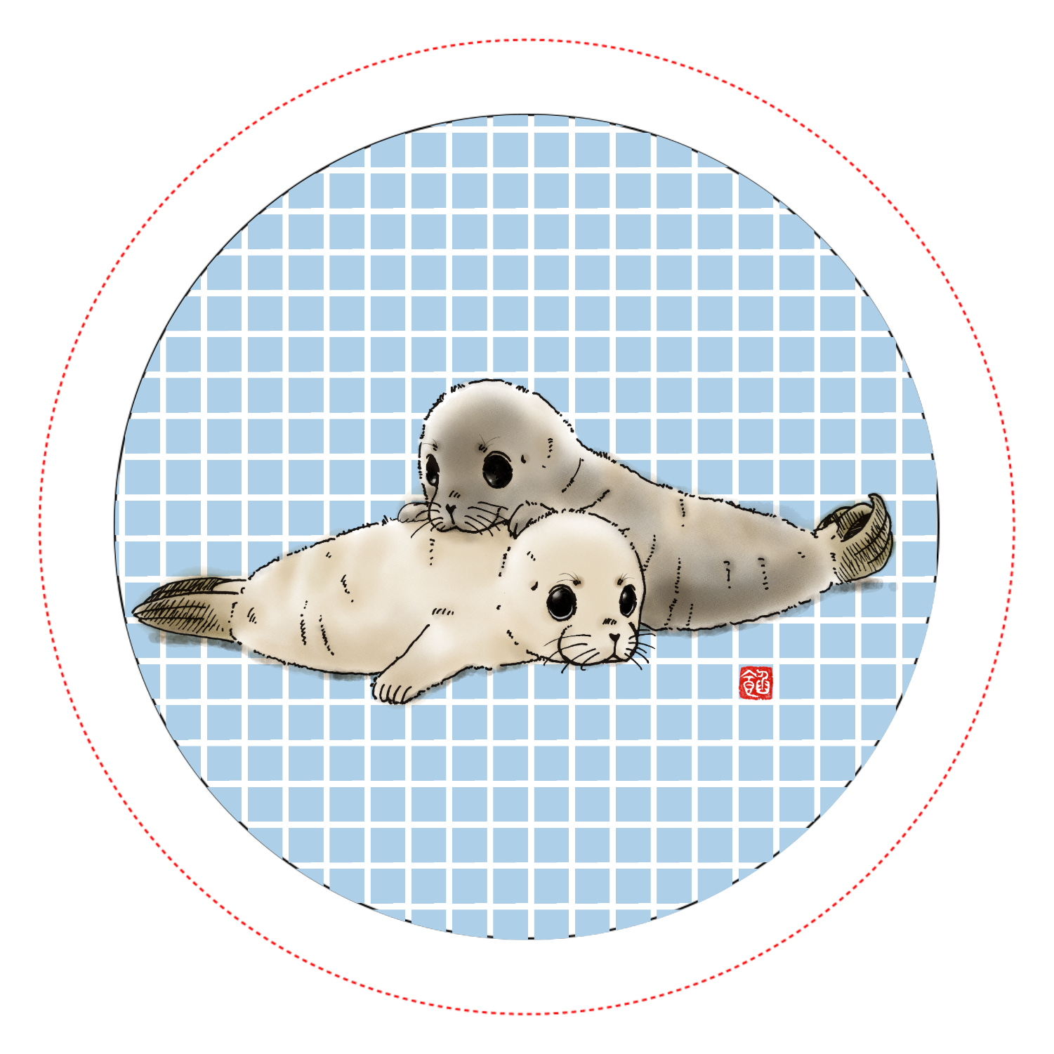 TWO PUPS オリジナル缶バッジ白背景（44mm）