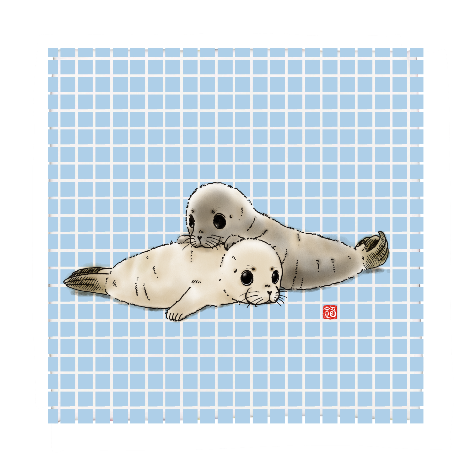 TWO PUPS ピクチャースタイル ハンドタオル