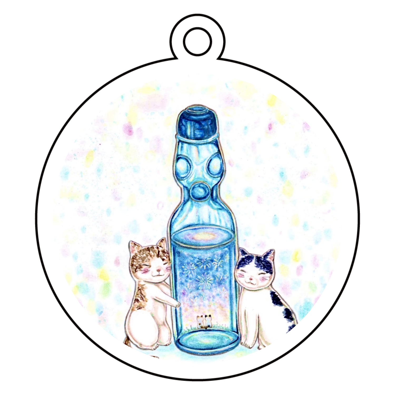 ラムネにゃんこ アクリルキーホルダー　丸型 (6cm)