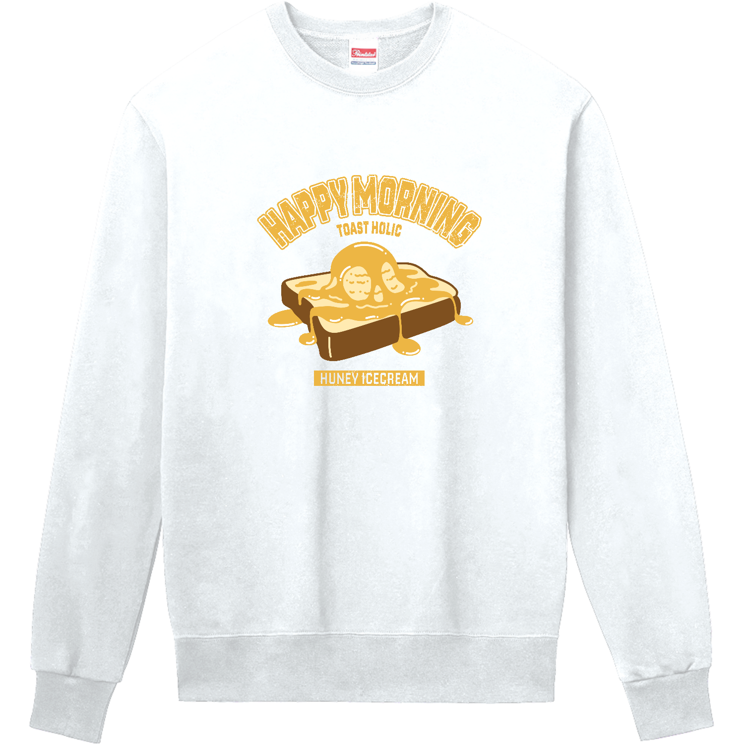 ハニーアイストースト（アレンジトースト 風）（カレッジ風イラスト） 定番スウェット