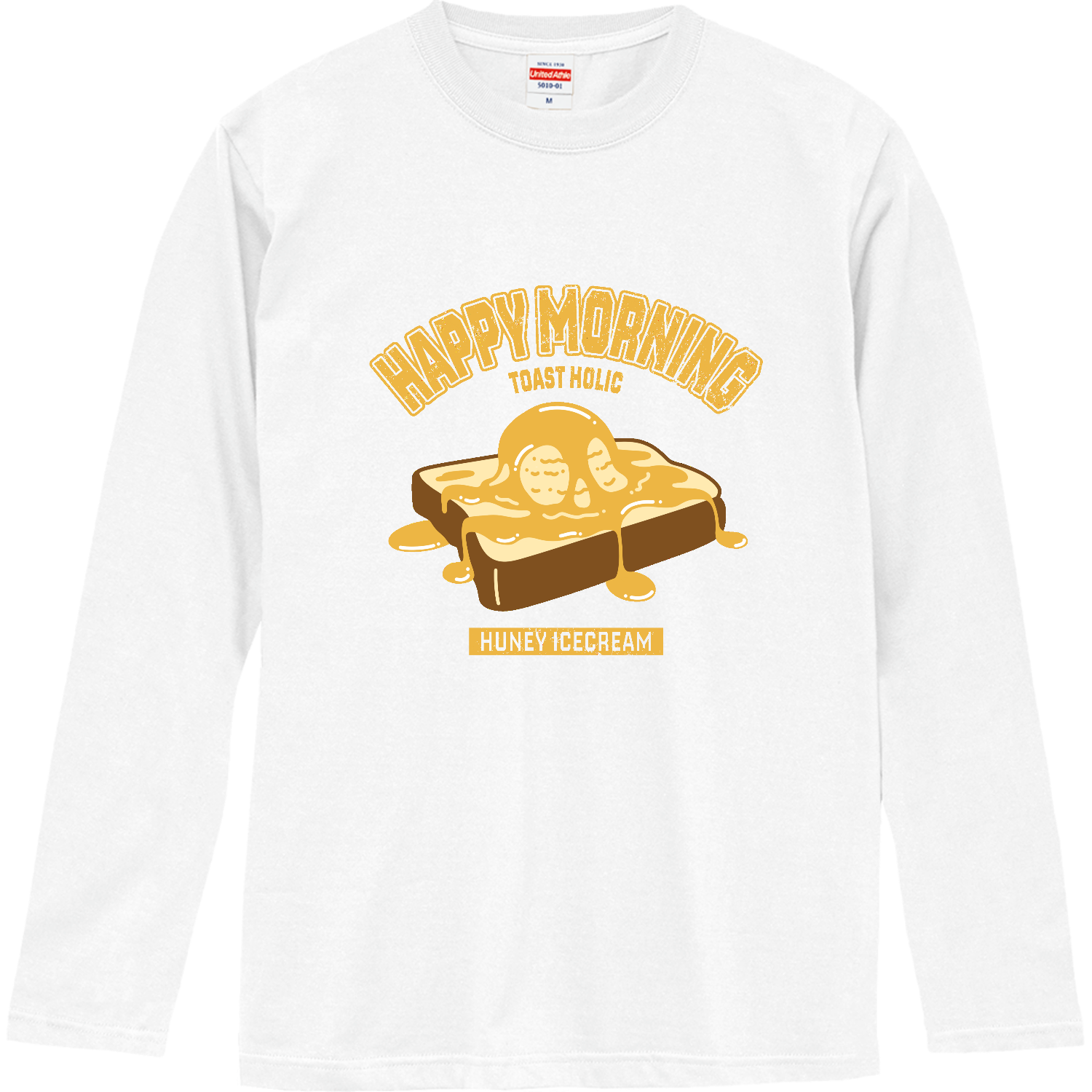 ハニーアイストースト（アレンジトースト 風）（カレッジ風イラスト） ロングスリーブTシャツ