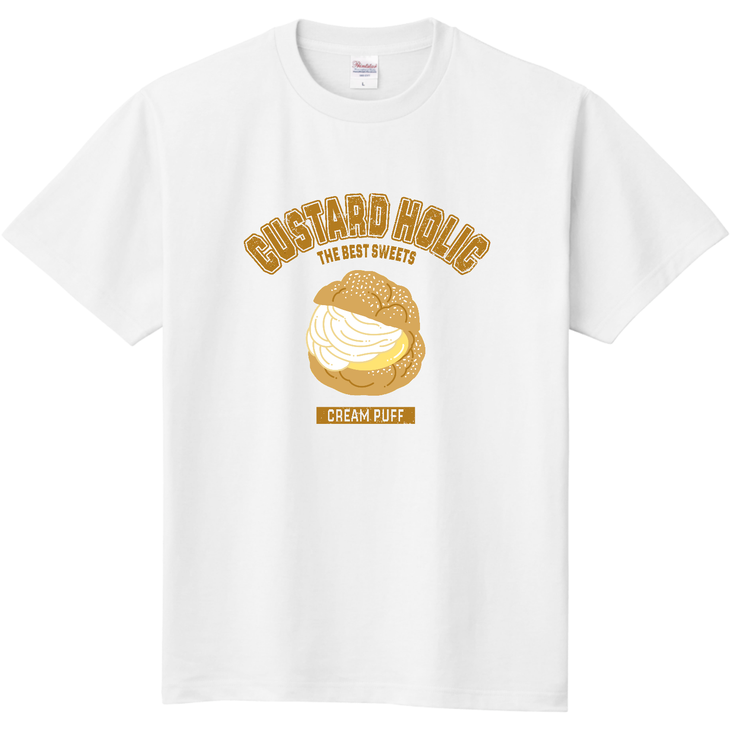 シュークリーム(生クリーム) （カレッジ風イラスト） 定番Ｔシャツ