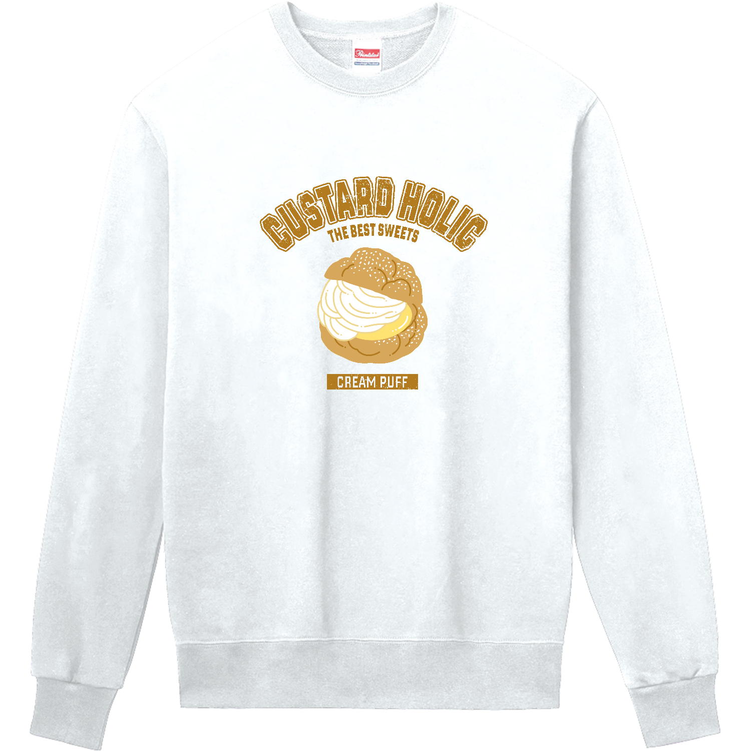 シュークリーム(生クリーム) （カレッジ風イラスト） 定番スウェット