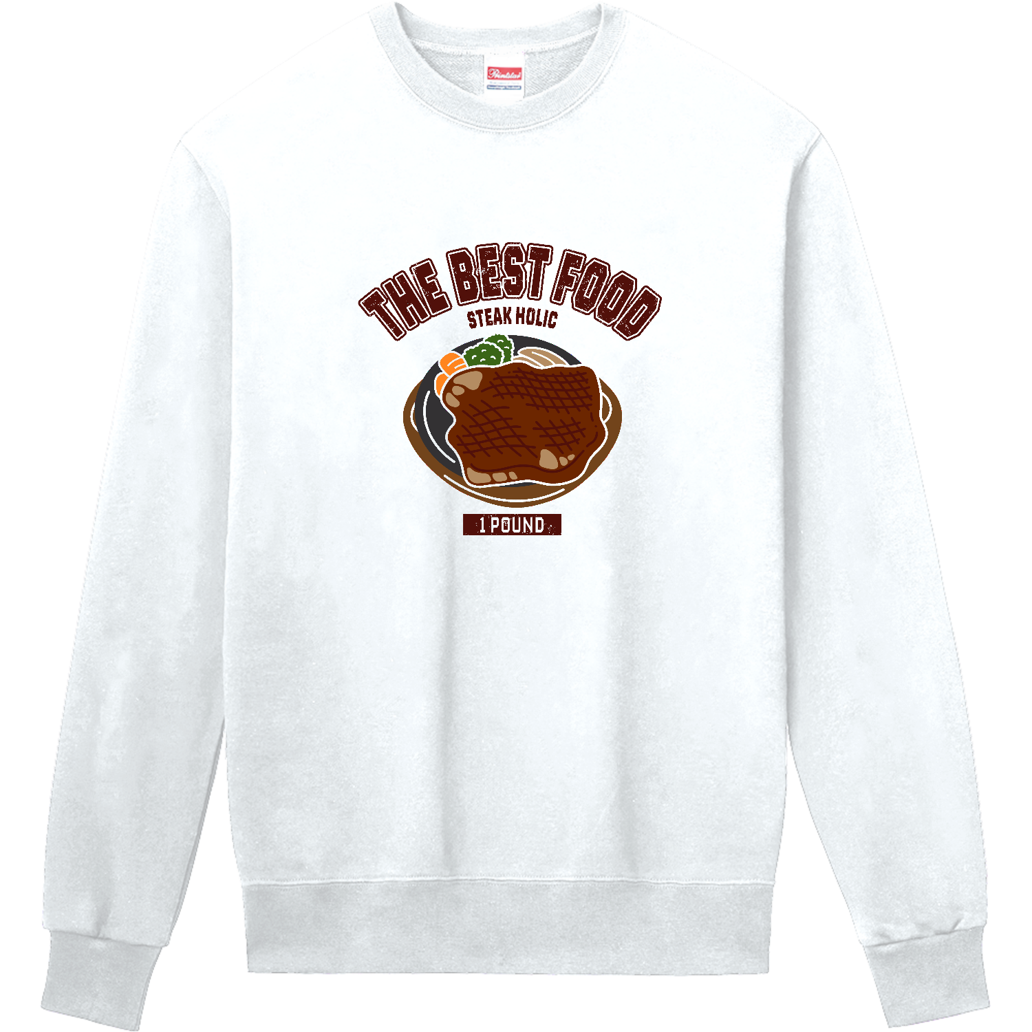 1ポンドステーキ （カレッジ風イラスト） 定番スウェット