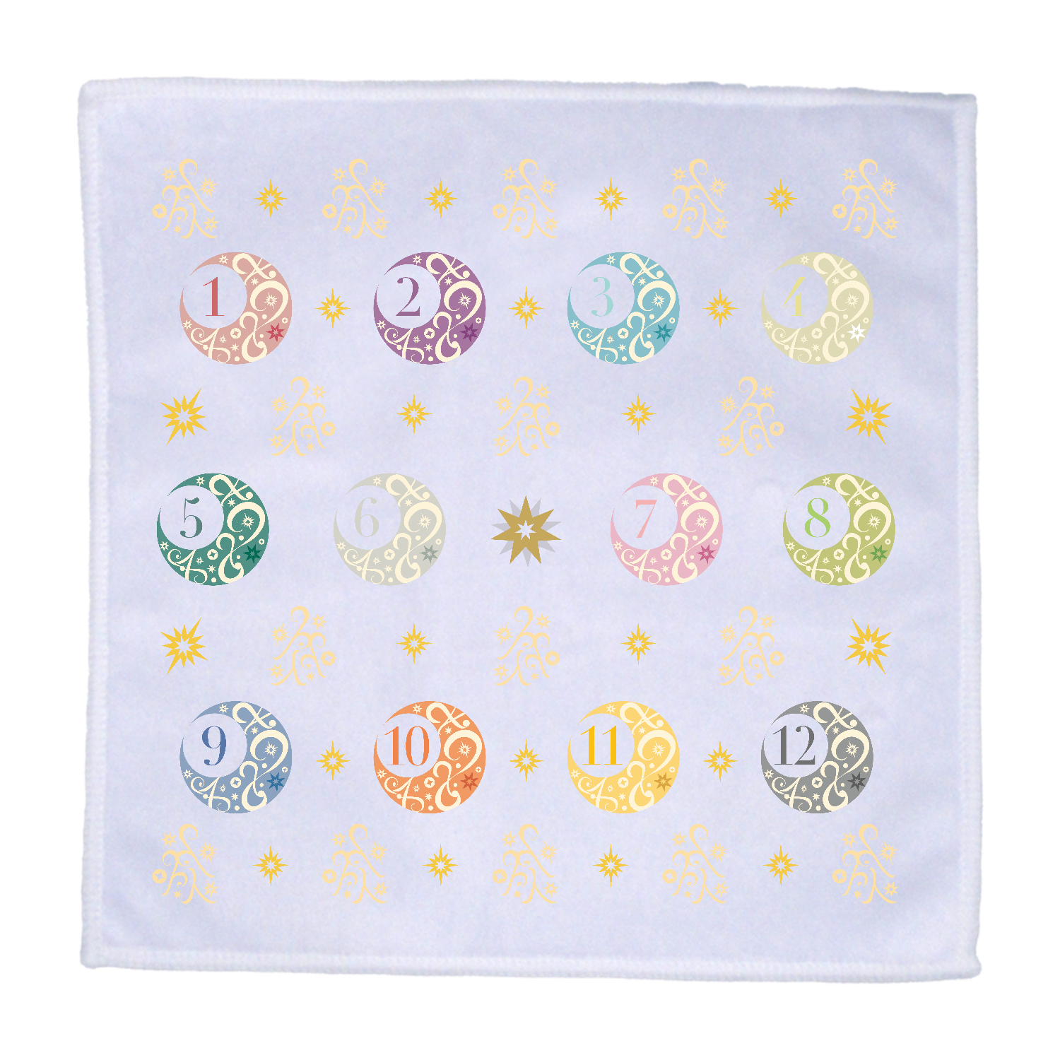 Birth color moon all　Reクラシカル総柄風　ラビットタッチタオル・ミニ ラビットタッチ 25cmミニハンカチ