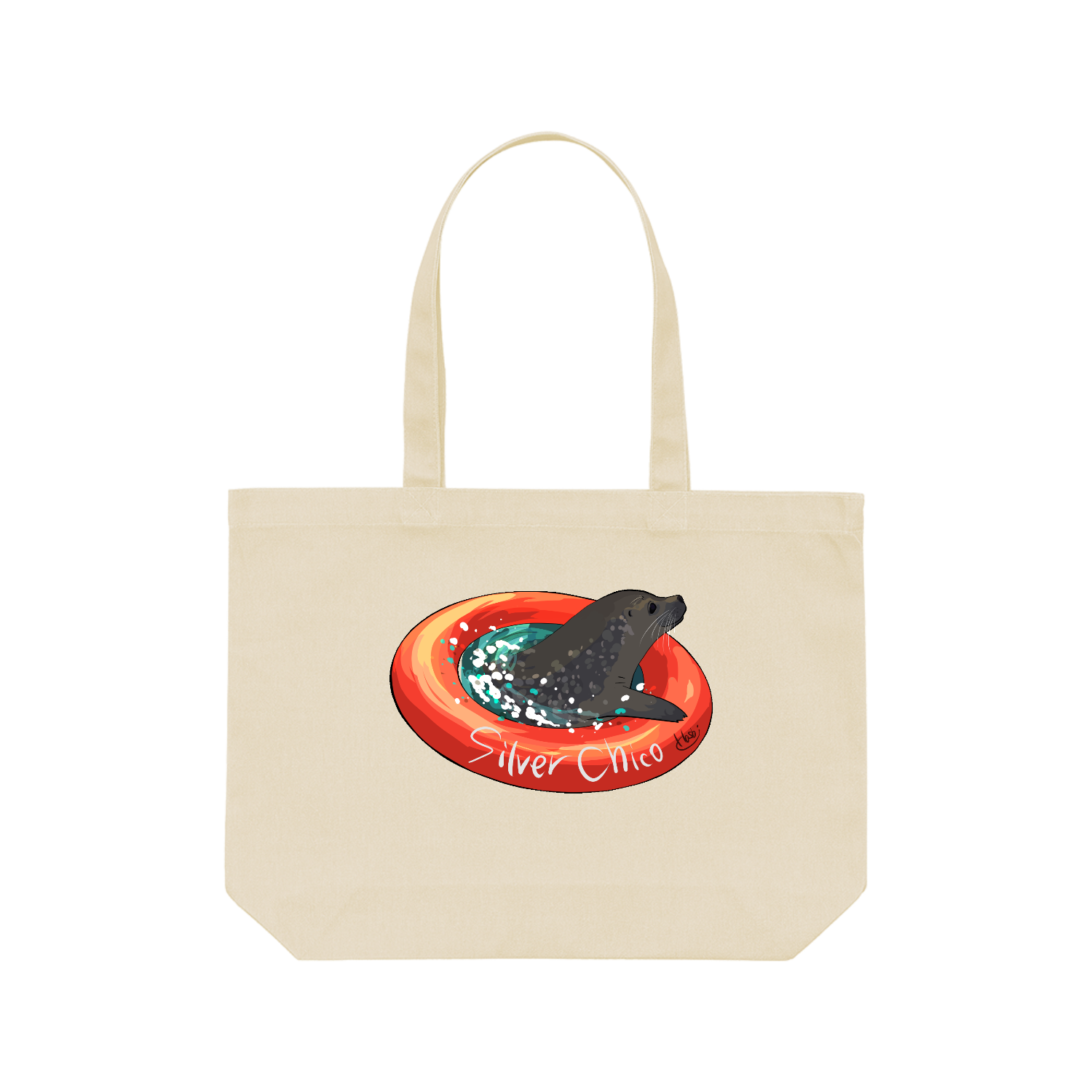 SilverChico and Floats レギュラーキャンバストートバッグ(W)(フルカラー転写プリント)
