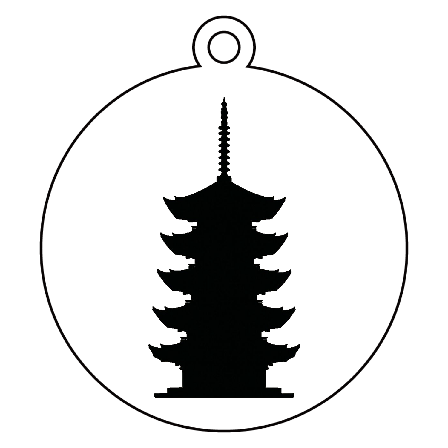 五重塔アクリルキーホルダー　丸型 (6cm)1