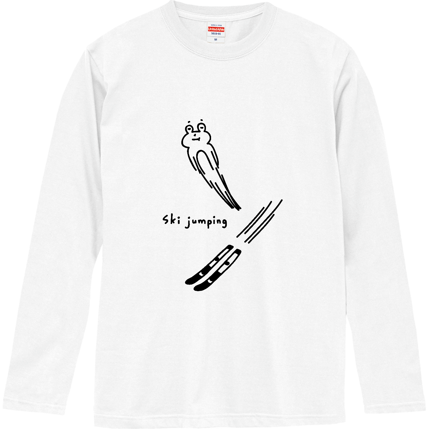 スキージャンプ　板なしでジャンプ ロングスリーブTシャツ