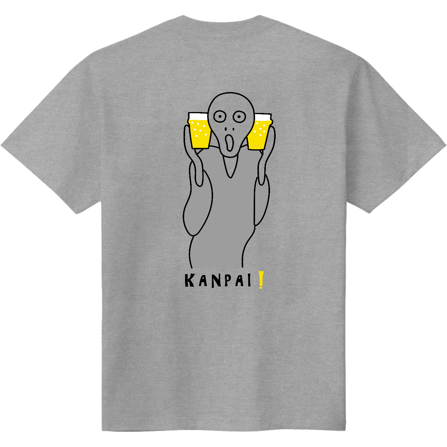 名画 × BEER（ムンクの叫び）黒線画 バックプリント | 即日Tシャツ