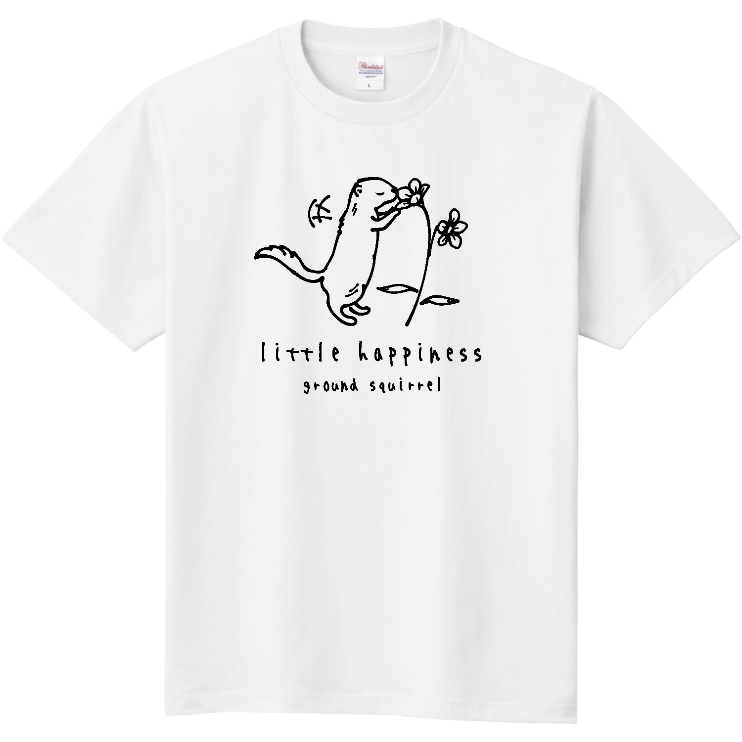 花の蜜の匂いを嗅ぐジリス君 BK 定番Ｔシャツ