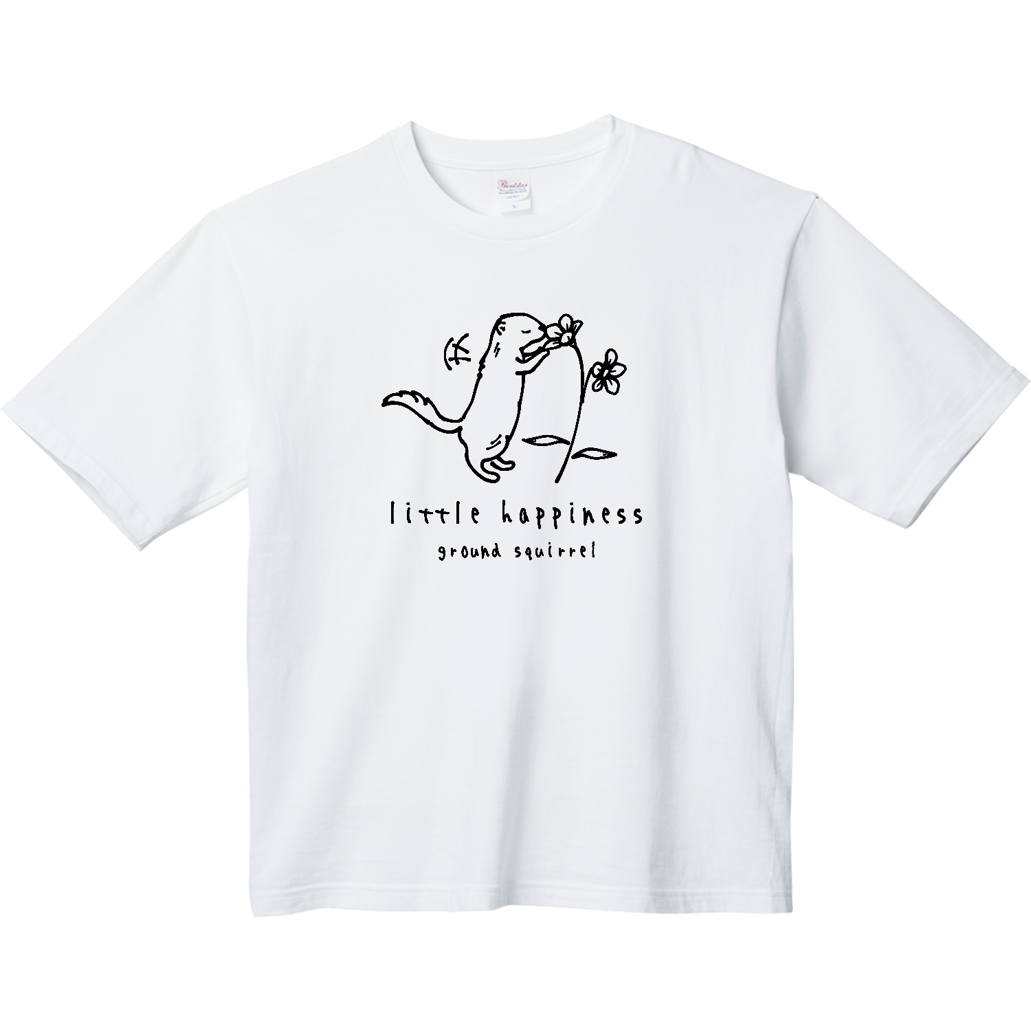 花の蜜の匂いを嗅ぐジリス君 BK ヘビーウェイト ビッグシルエットTシャツ