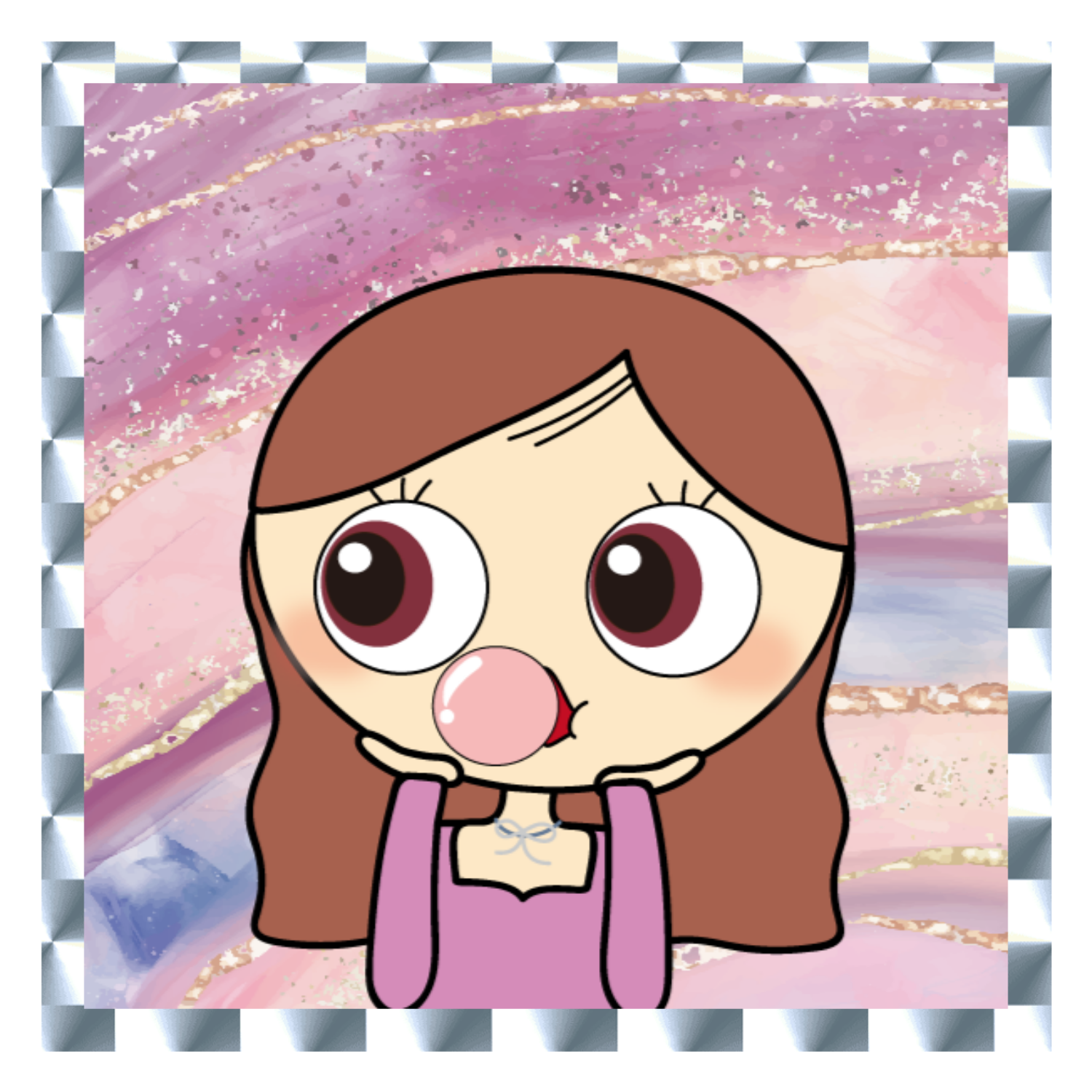 【Nicole】pinky gum girl キラキラシール　シルバー