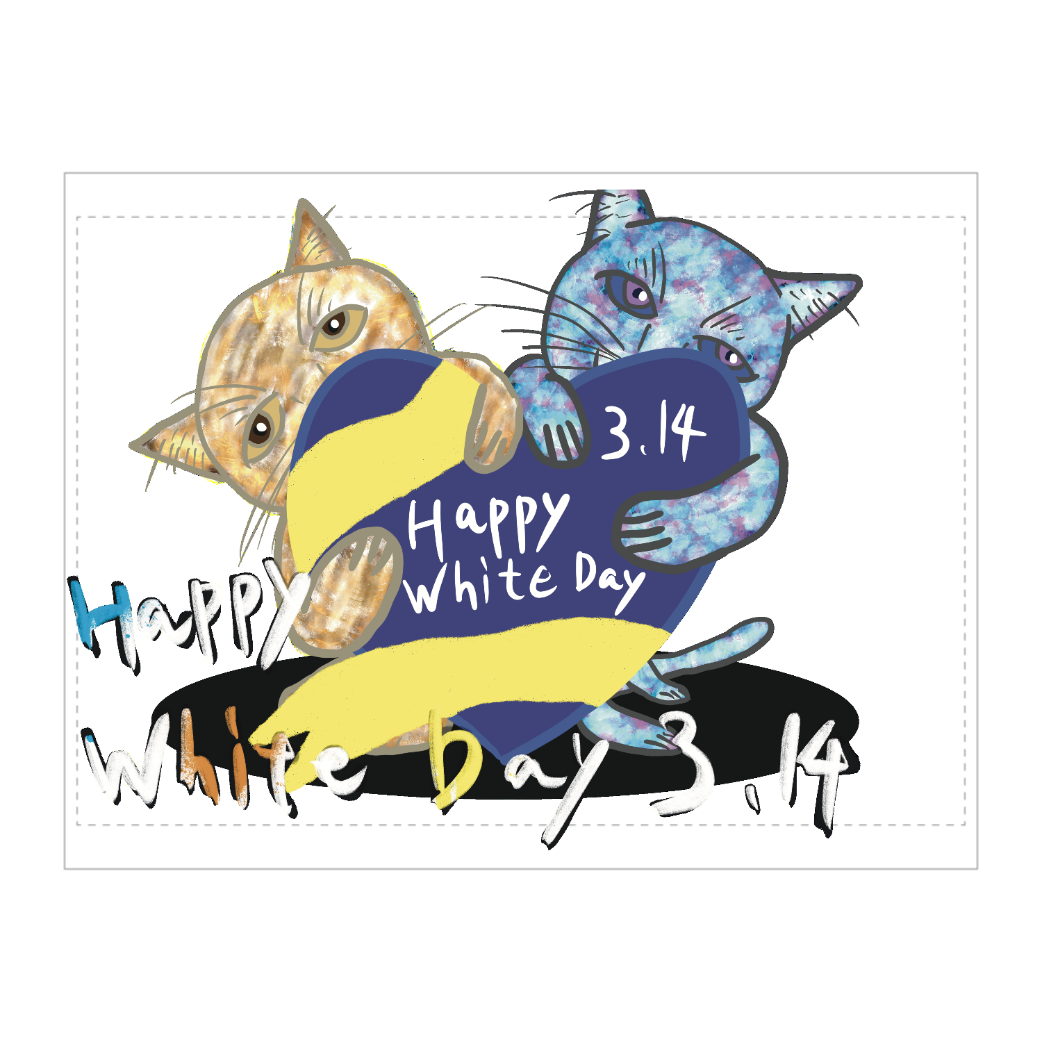 Happy White Day 3.14 〜あなたは誰にお返ししますか❓〜ORILAB.Version タペストリー(B2サイズ／横)