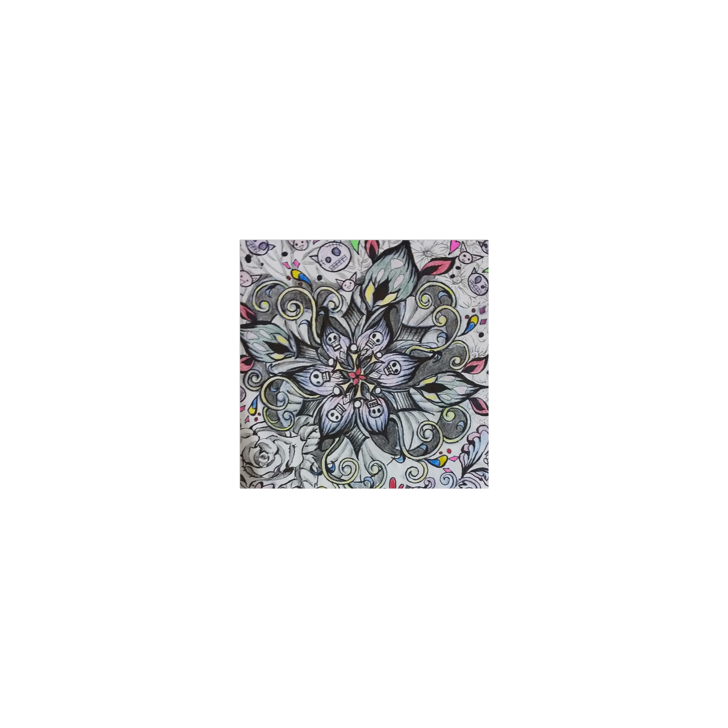 髑髏の華 ホワイトフレークシール（正方形49枚）160×160mm