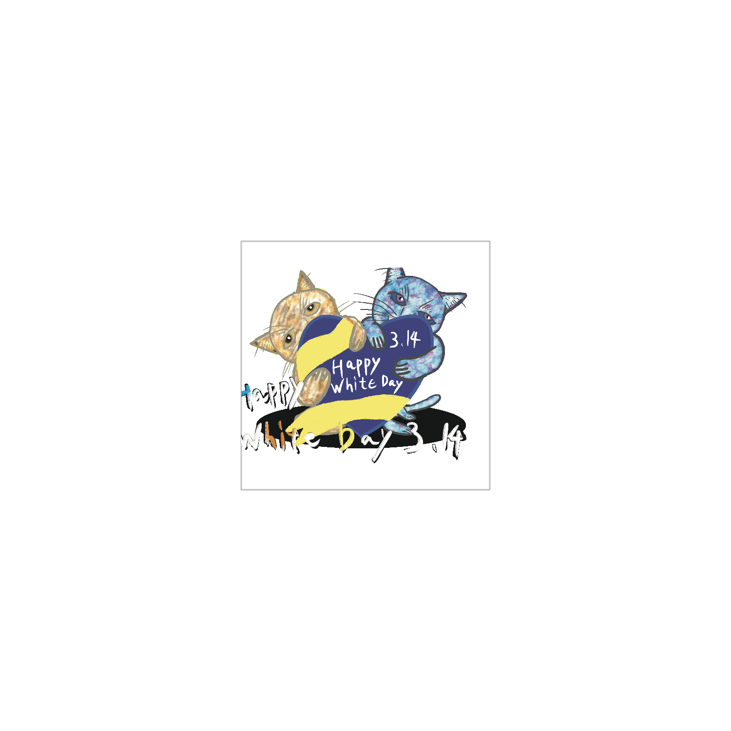 Happy White Day 3.14 〜あなたは誰にお返ししますか❓〜ORILAB.Version ホワイトフレークシール（正方形49枚）160×160mm