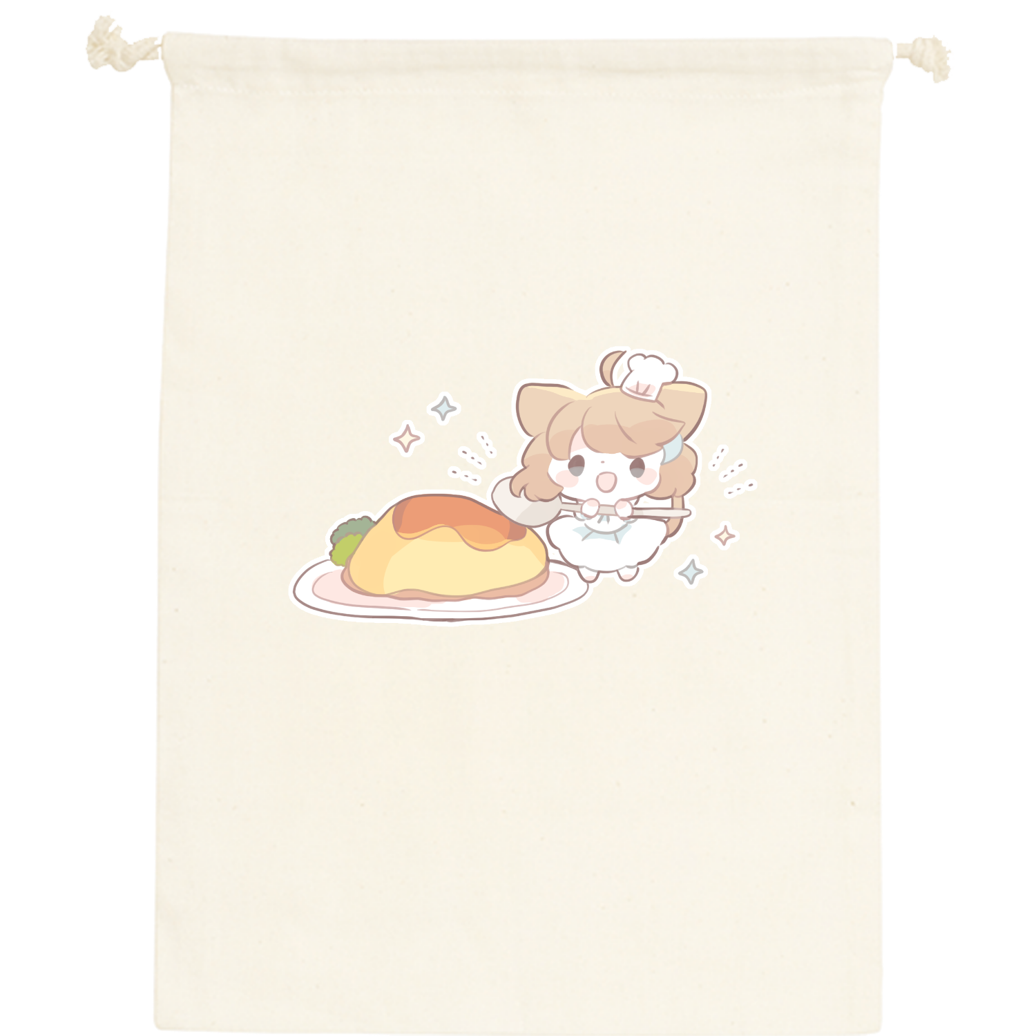 オムライスとさんぽへちゃん コットン巾着（L）