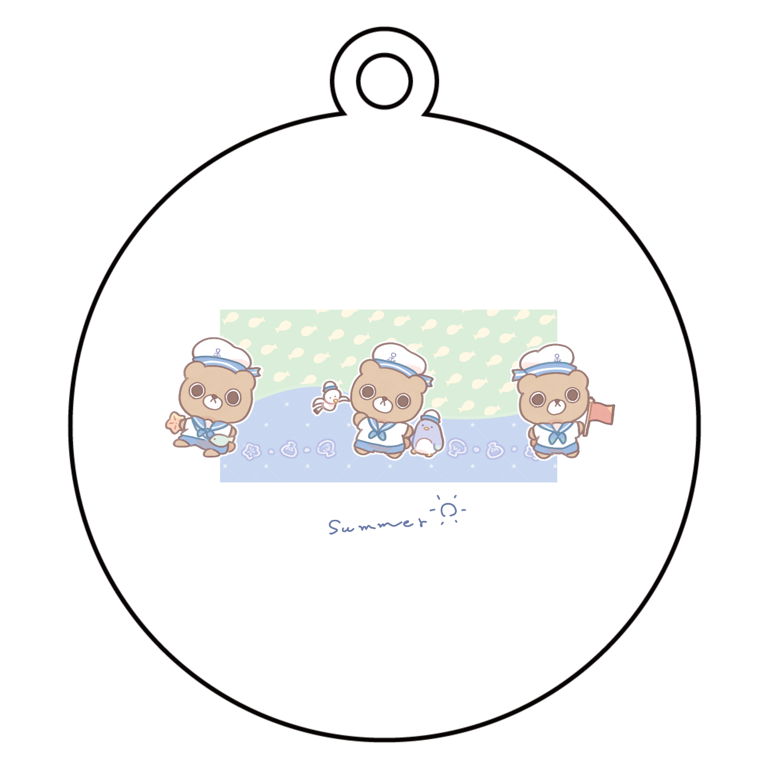 しょくま(summer) アクリルキーホルダー　丸型 (6cm)