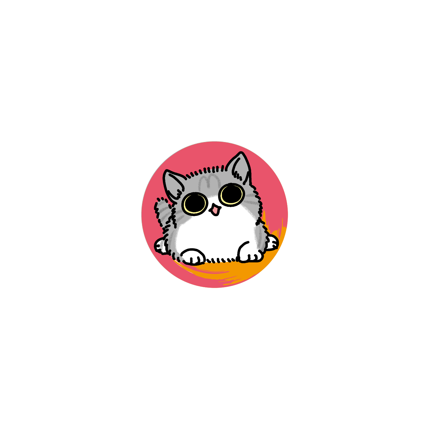 けぱけぱ子猫（腹ばい） ホワイトフレークシール（円型49枚）160×160mm