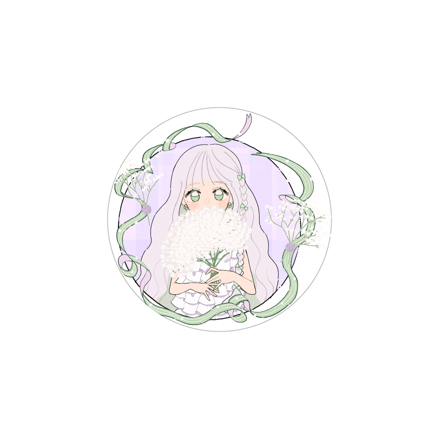 カスミソウ ホワイトフレークシール（円型16枚）160×160mm