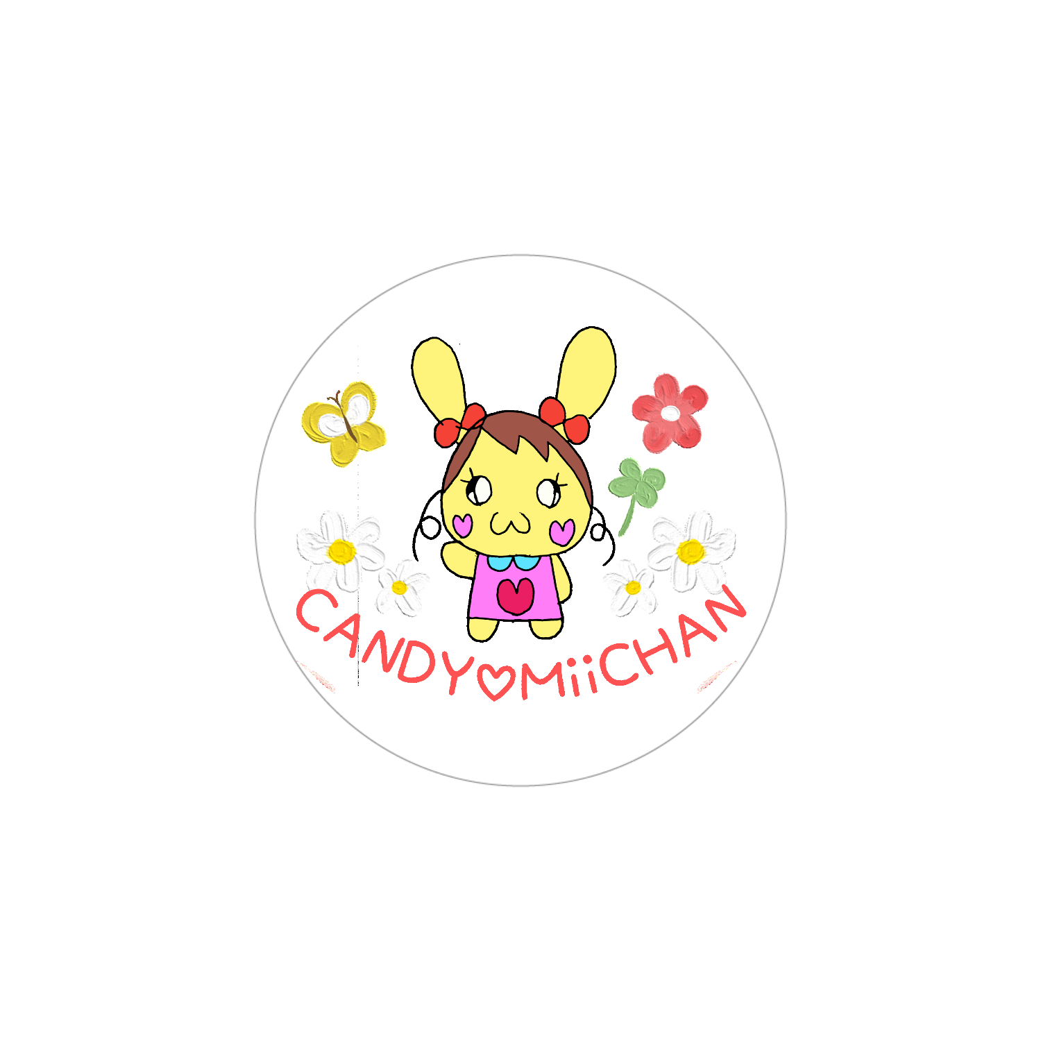 ♡りみぃちゃんステッカー♡ ホワイトフレークシール（円型16枚）160×160mm