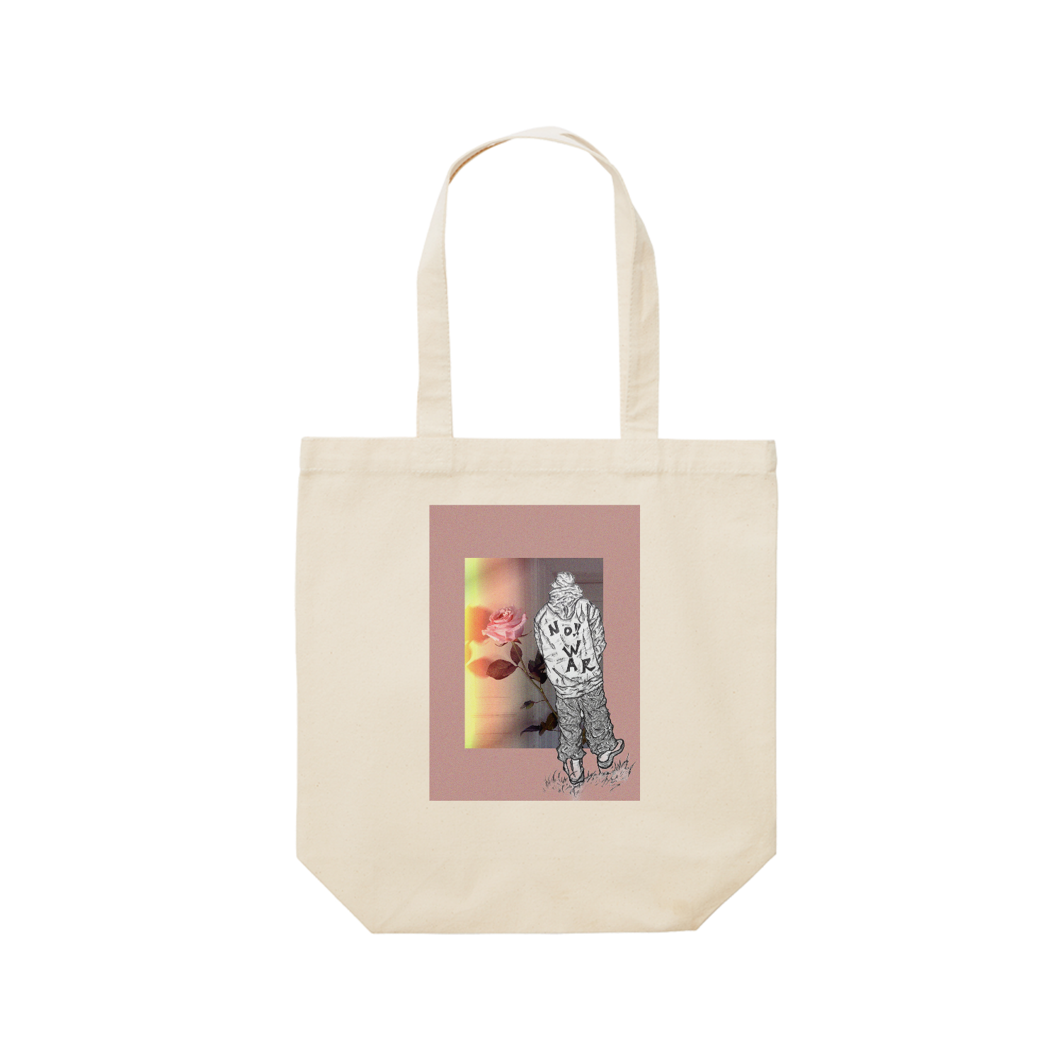 世界平和 レギュラーキャンバストートバッグ(M) (フルカラー転写プリント)