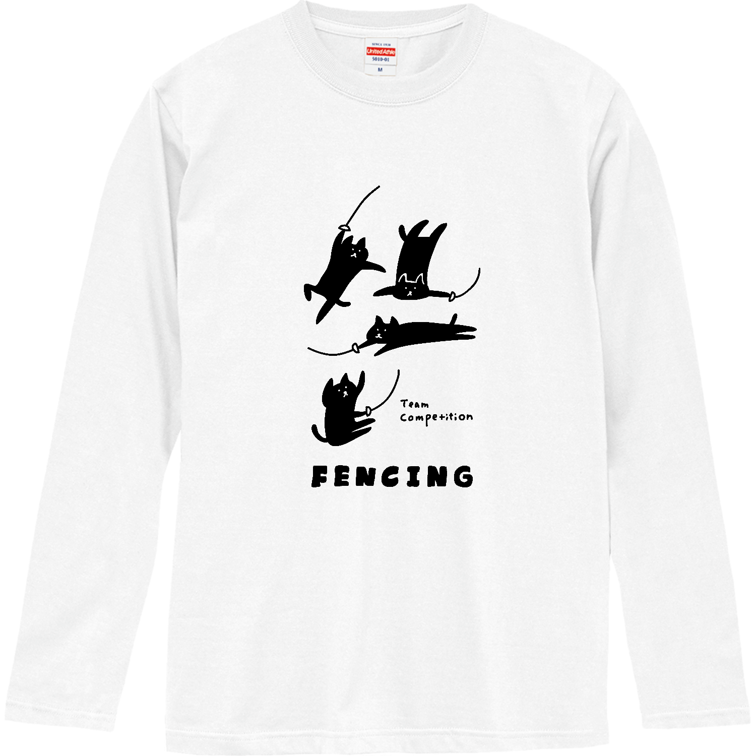 フェンシング　ネコの団体戦 ロングスリーブTシャツ