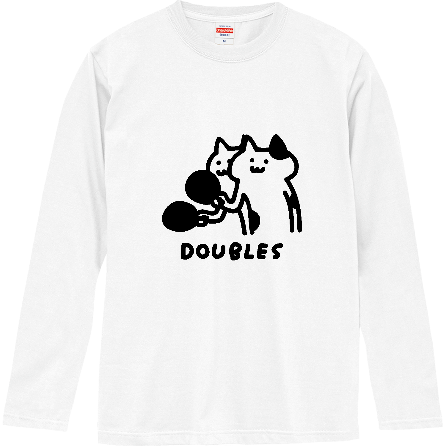 卓球　重なるネコダブルス ロングスリーブTシャツ