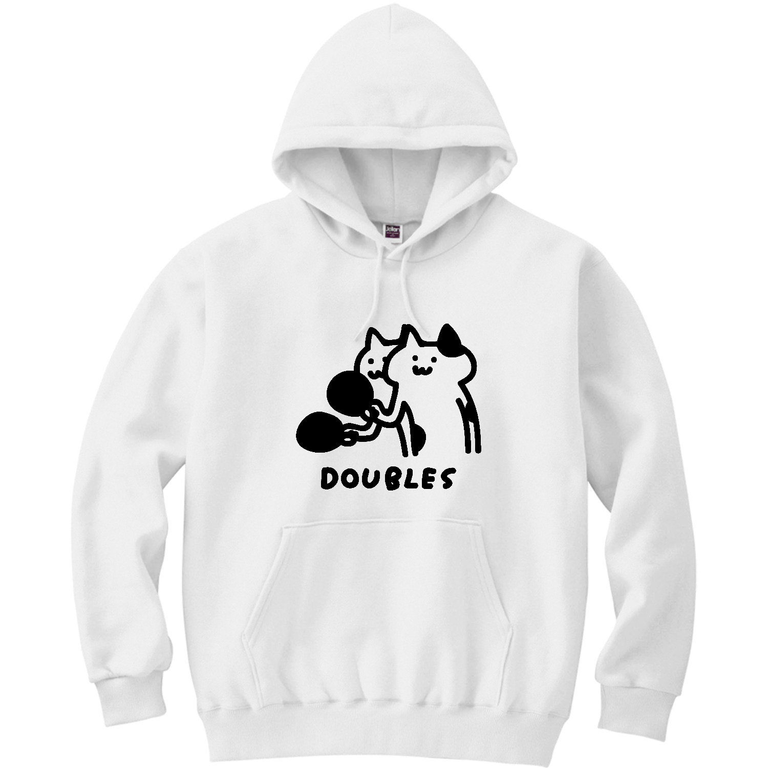 卓球　重なるネコダブルス 軽量プルパーカー (長袖プリント)