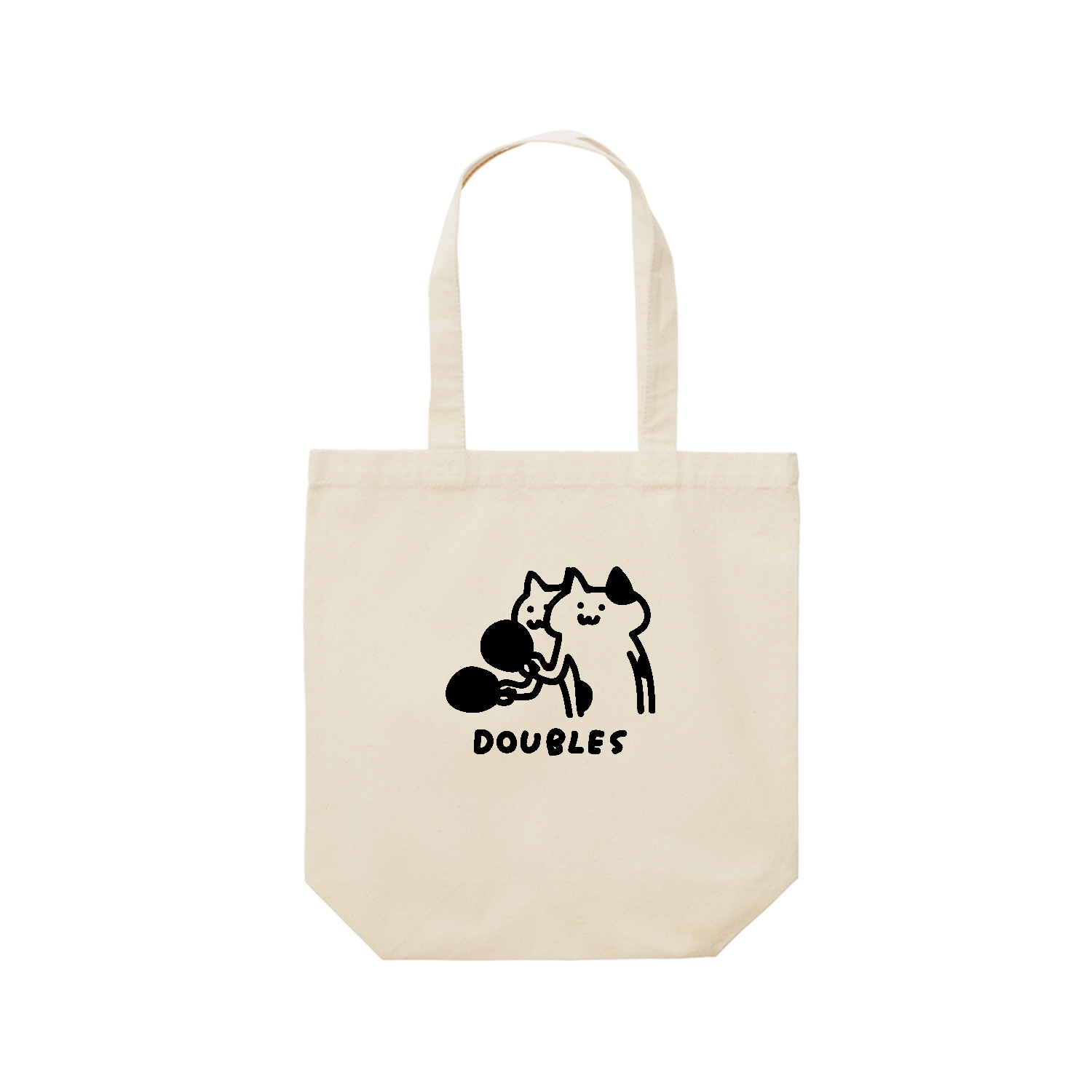 卓球　重なるネコダブルス レギュラーキャンバストートバッグ(M) (フルカラー転写プリント)